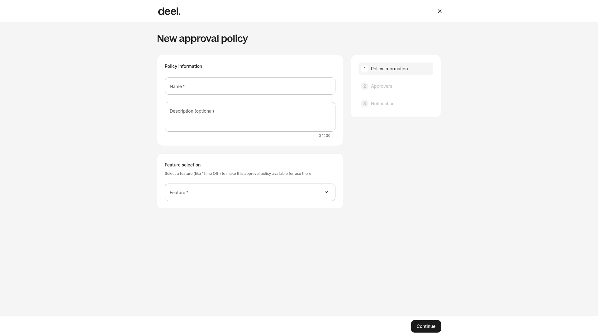 New approval policy form