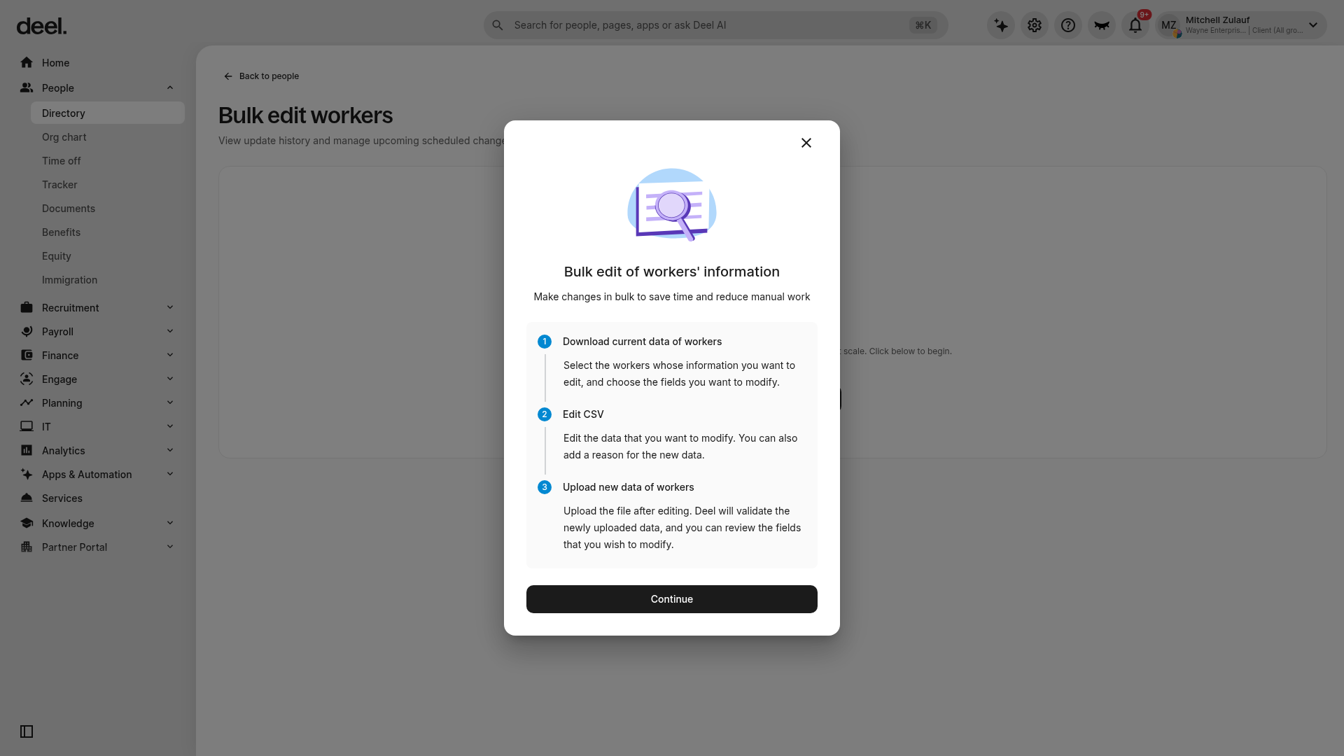Download current data of workers stage