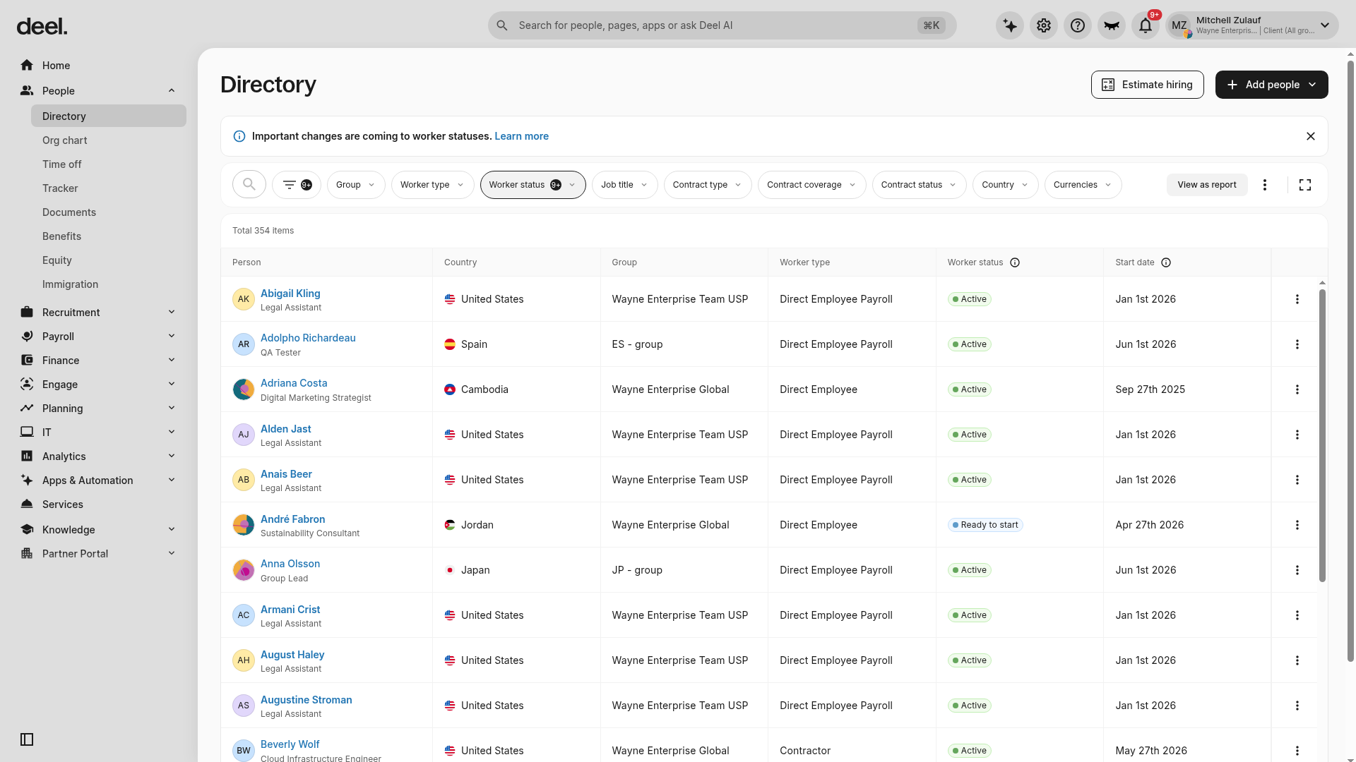 Directory page