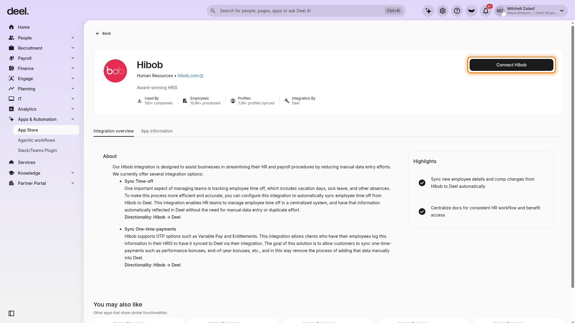 Connect Hibob