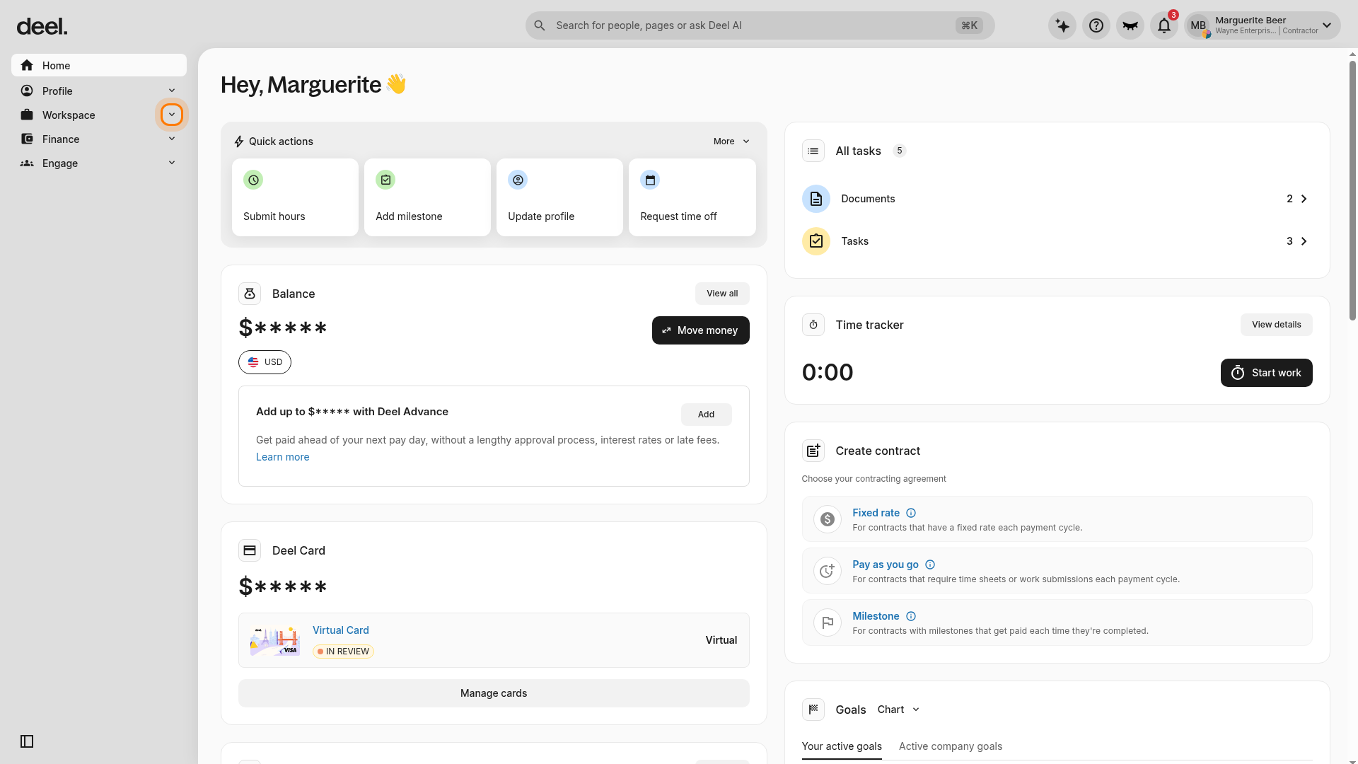 Workspace menu