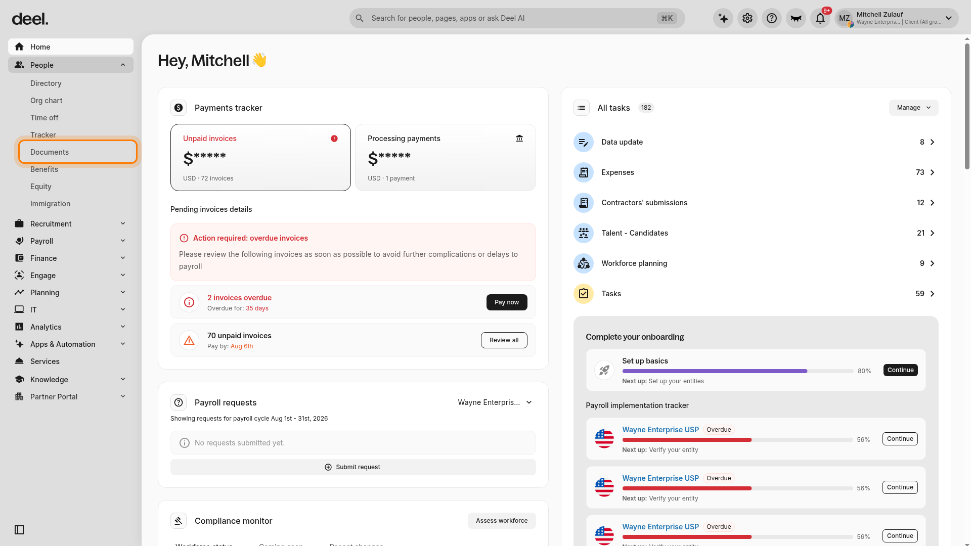 Documents option under People