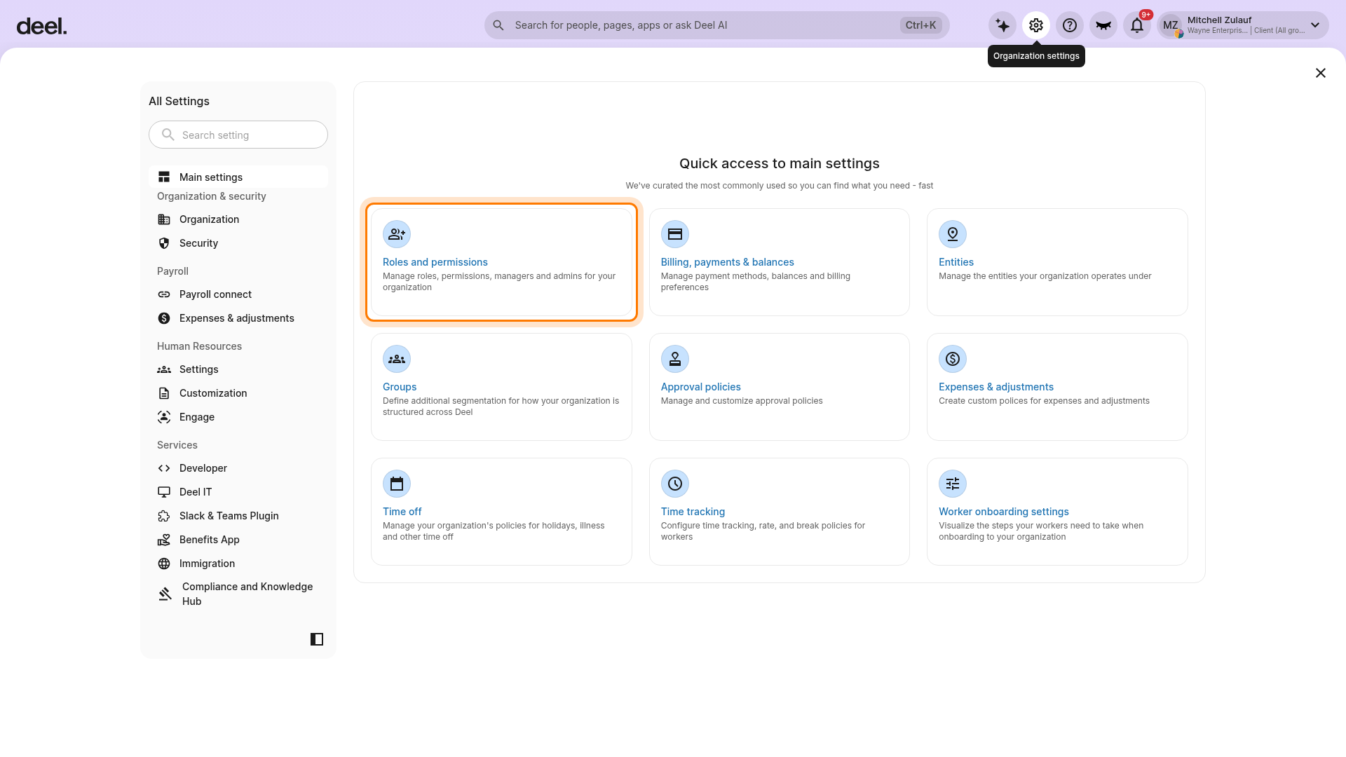 Select Roles and permissions