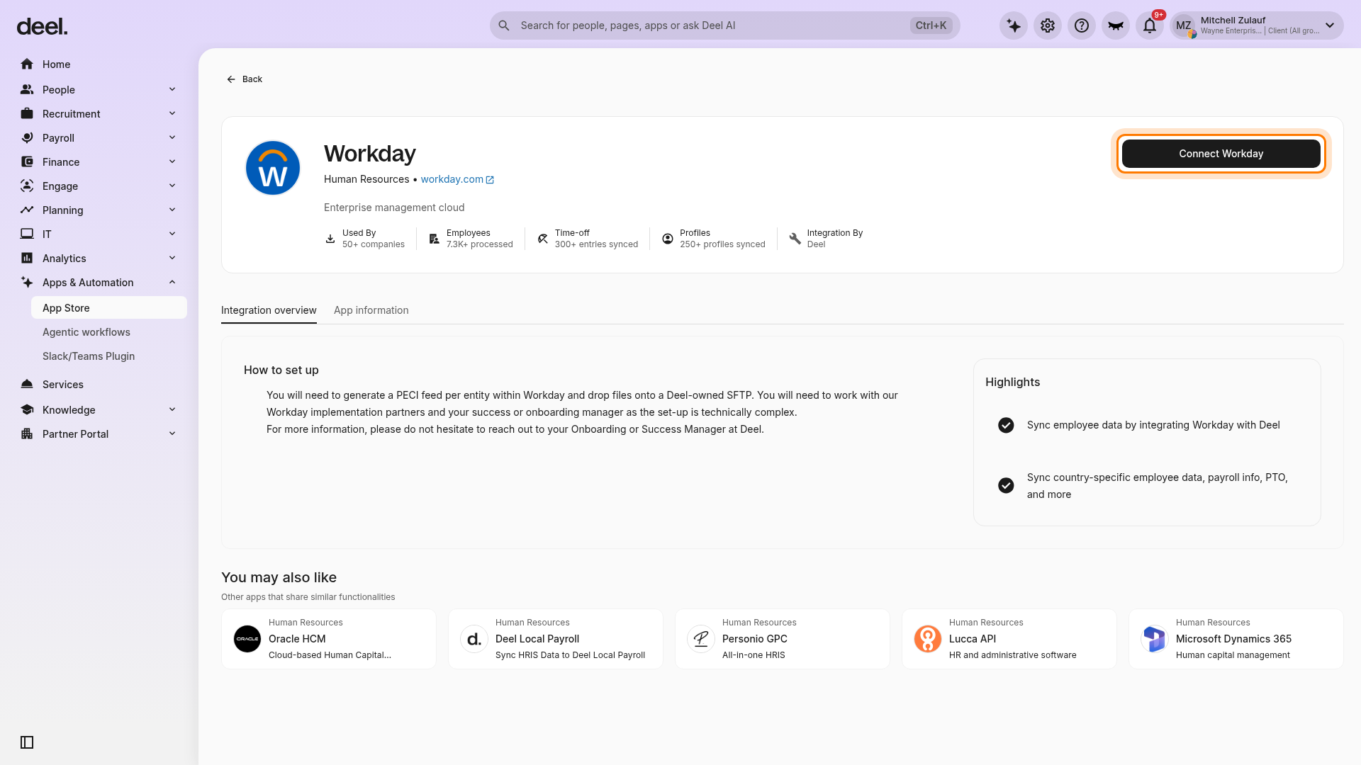 Workday Enterprise management cloud search result