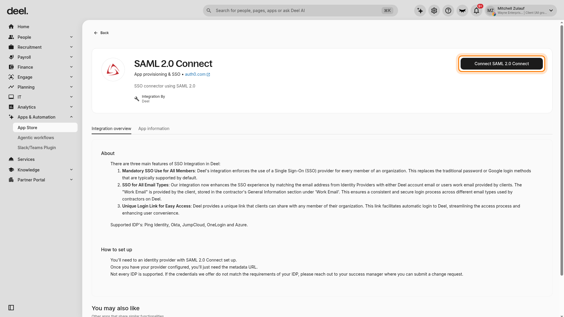Connect SAML 2.0 Connect
