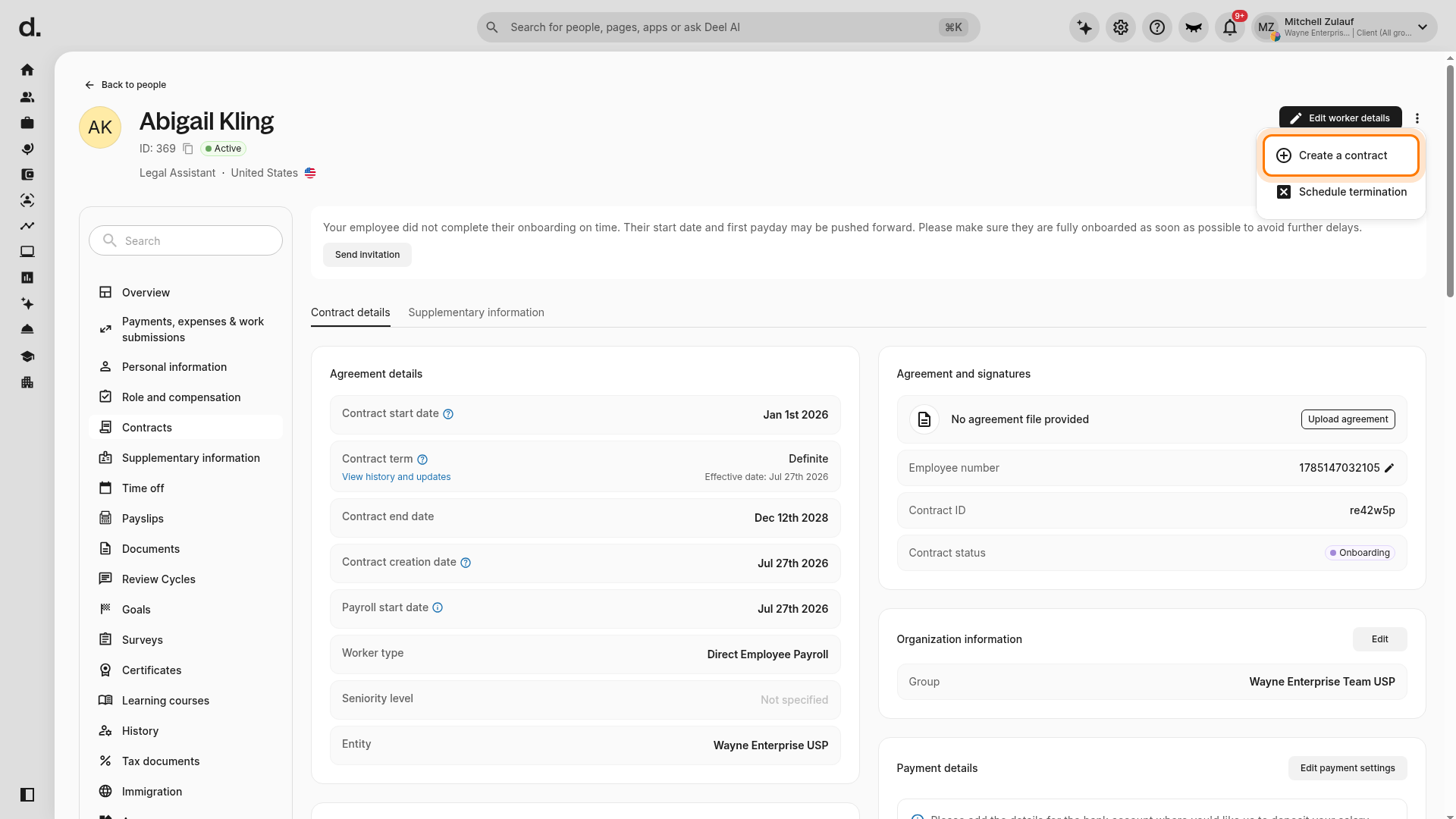 Create a contract option