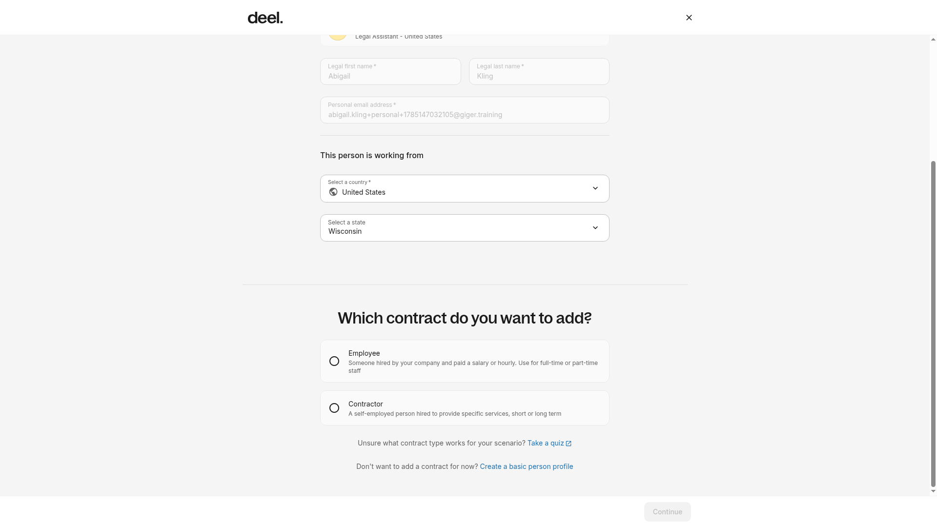 Which contract do you want to add screen