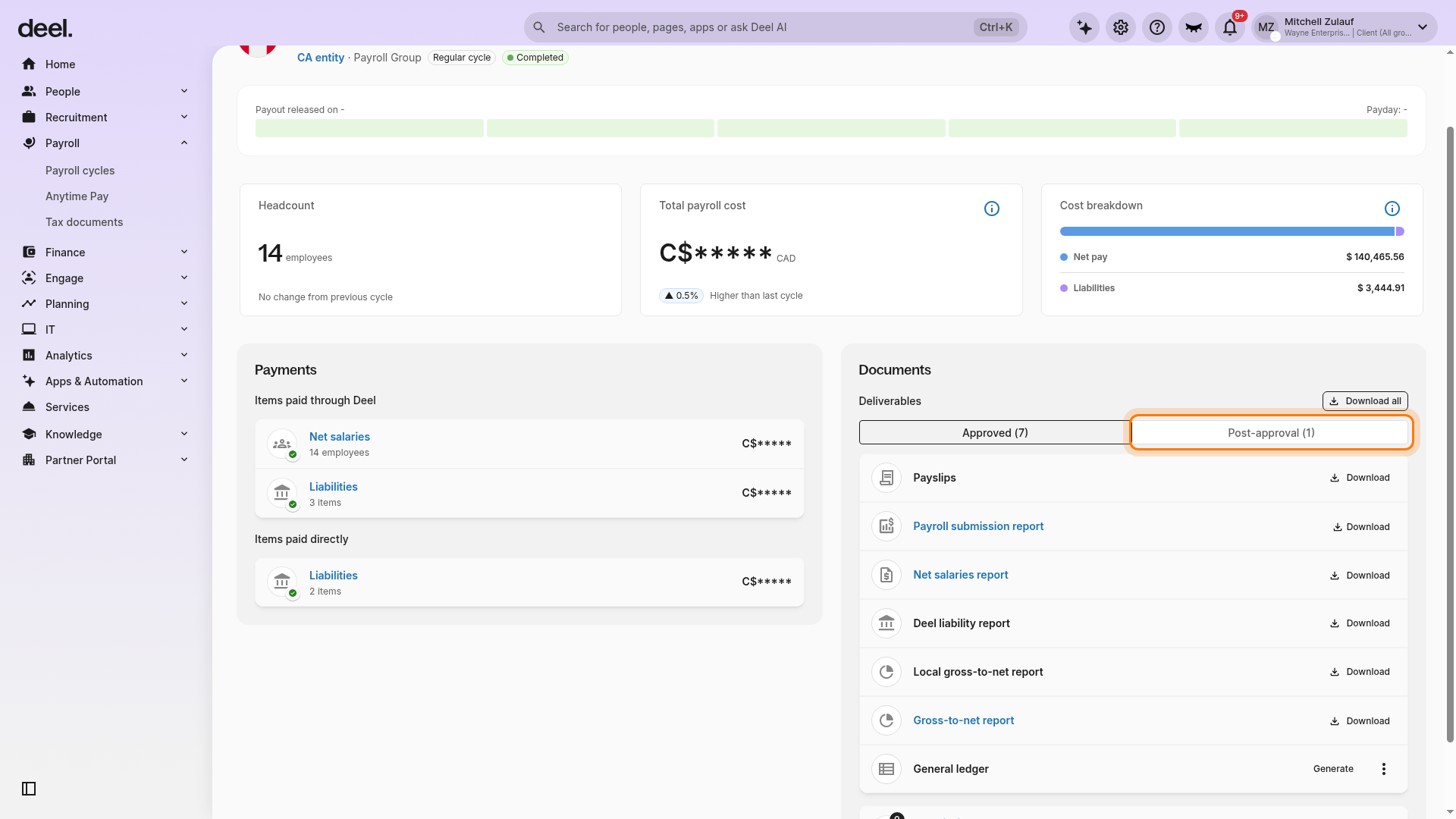 Completed payroll cycle