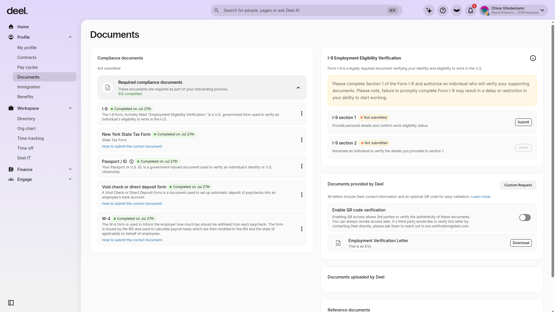Documents page