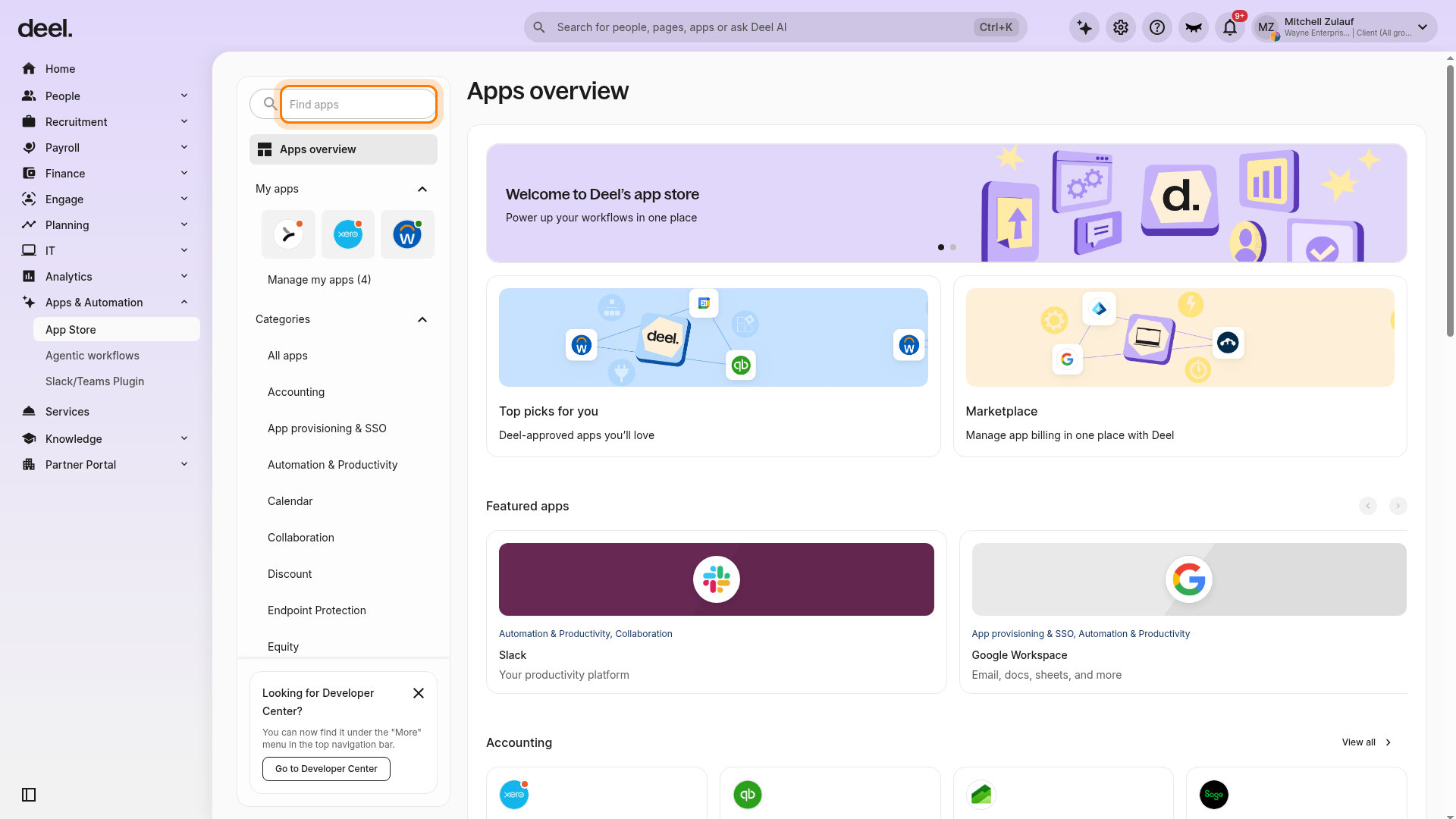 Find apps search field