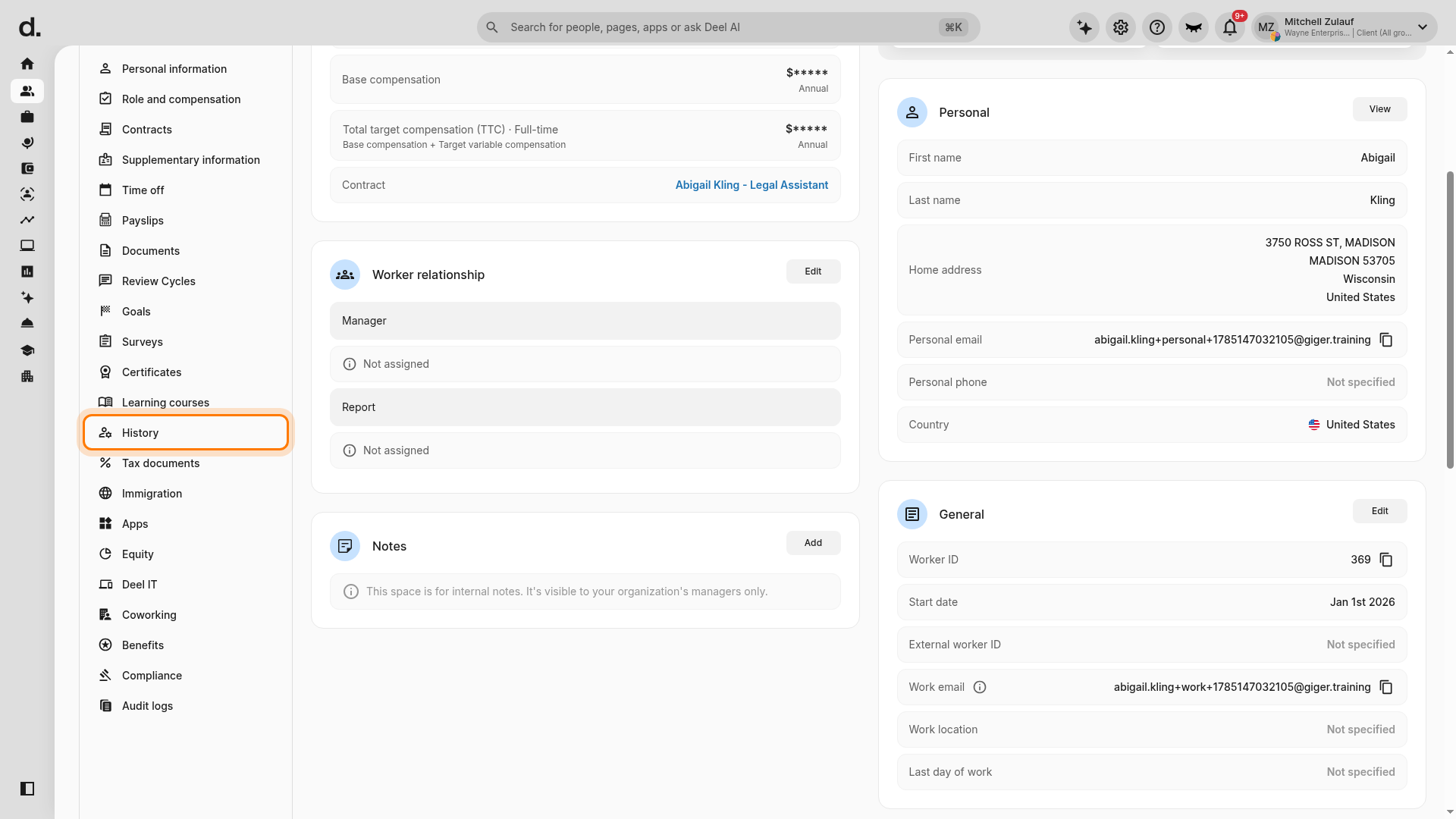 Employee History navigation