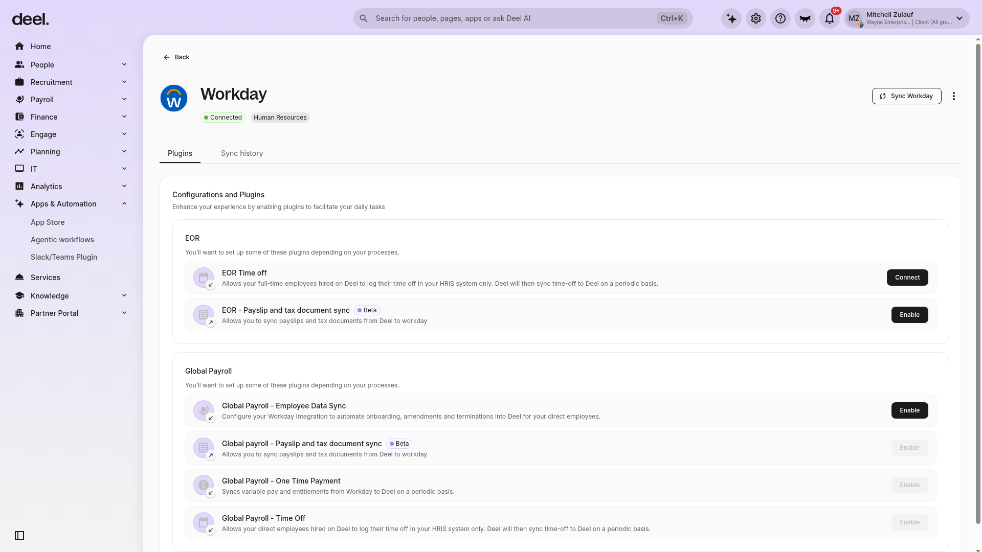 Workday integration console