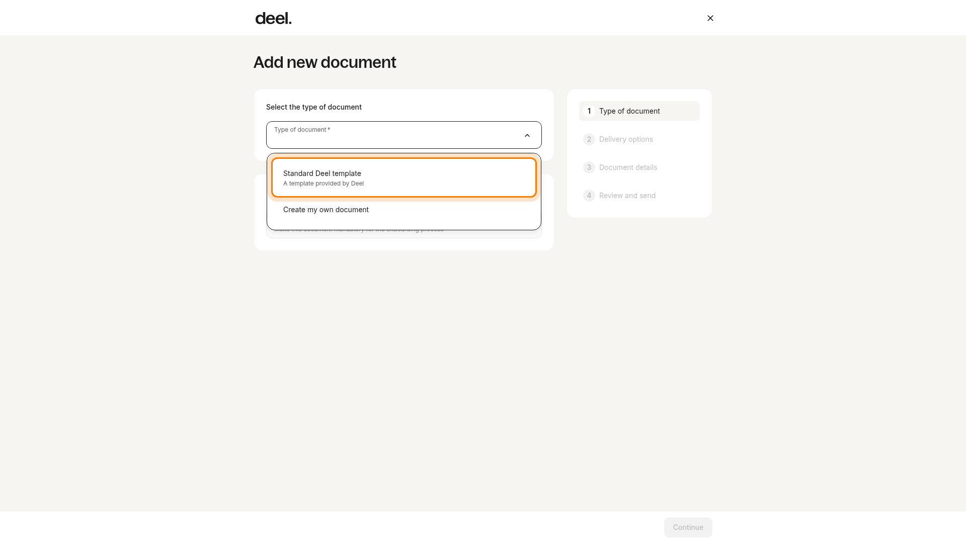 Select Standard Deel template