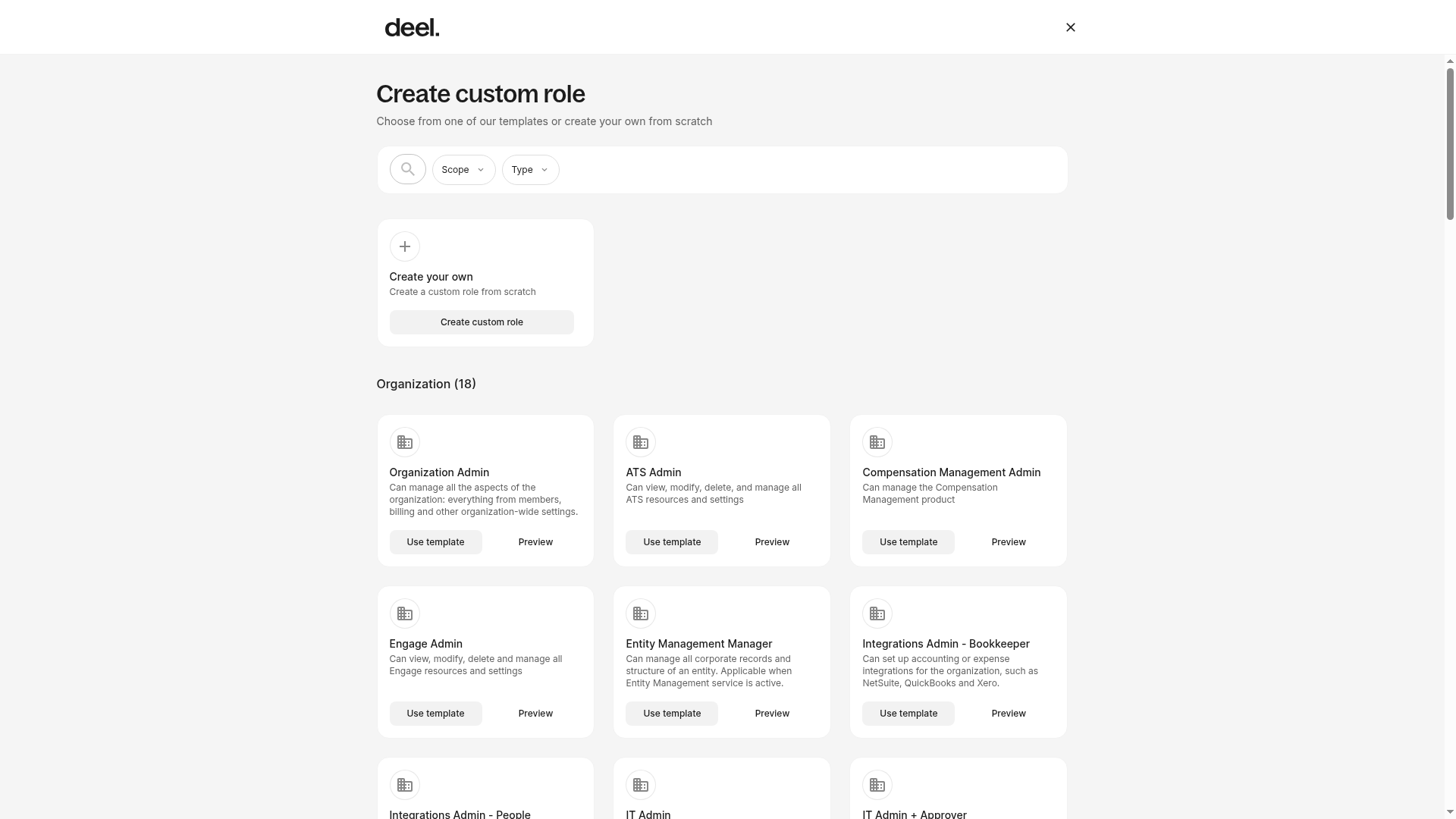 Create custom role page