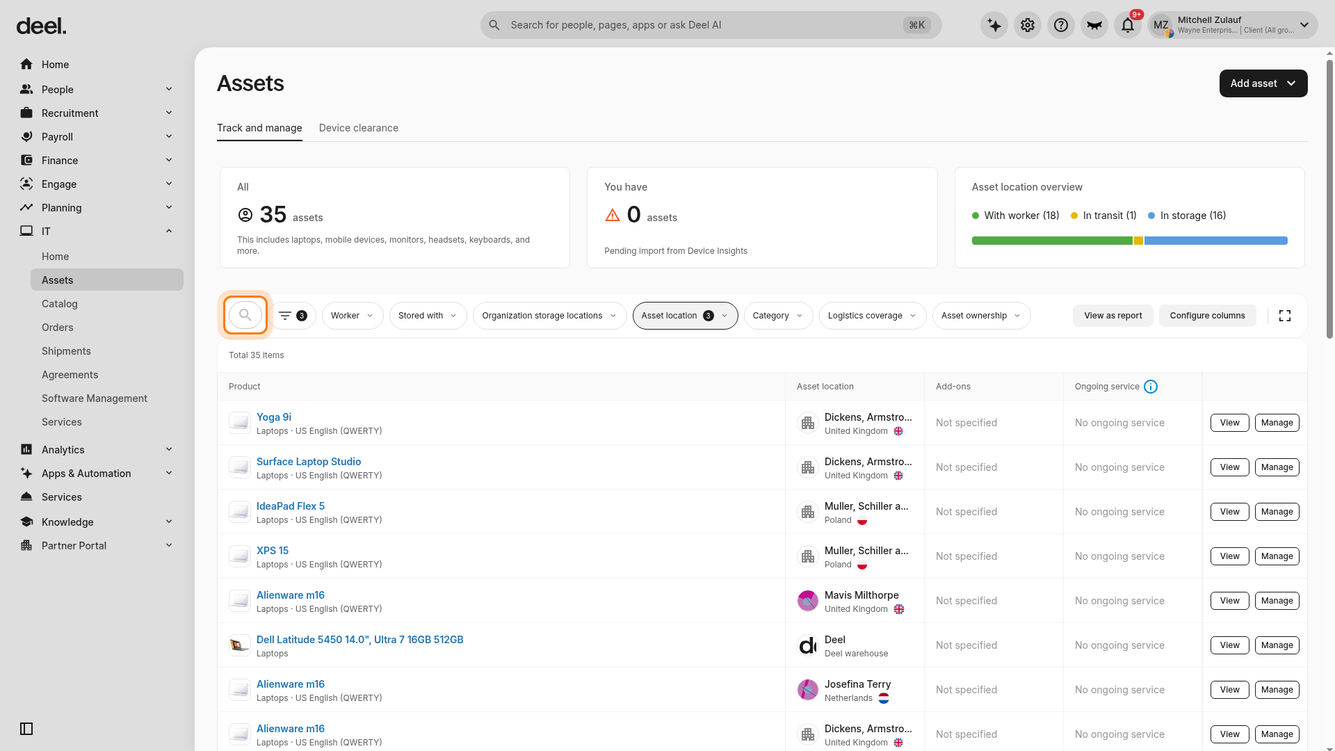 Search assets