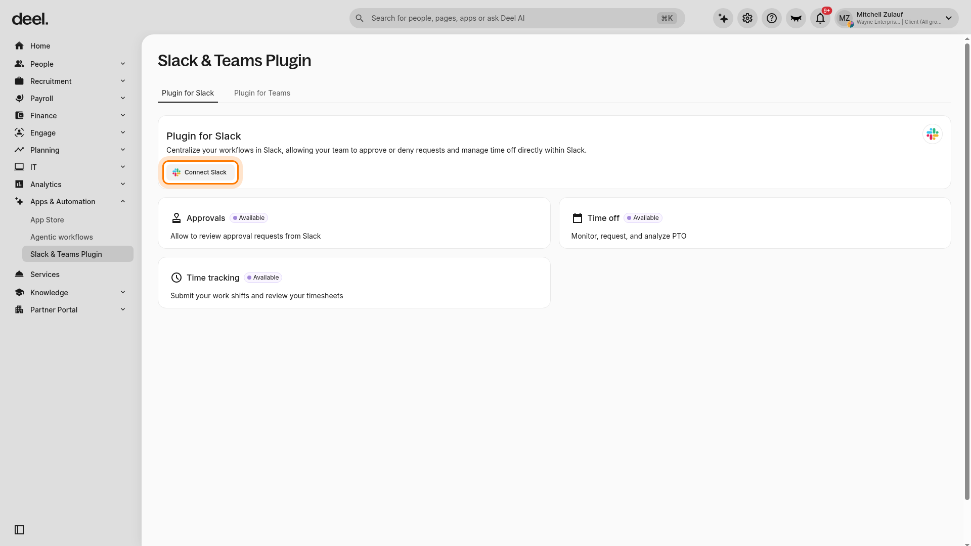 Plugin for Slack authorization