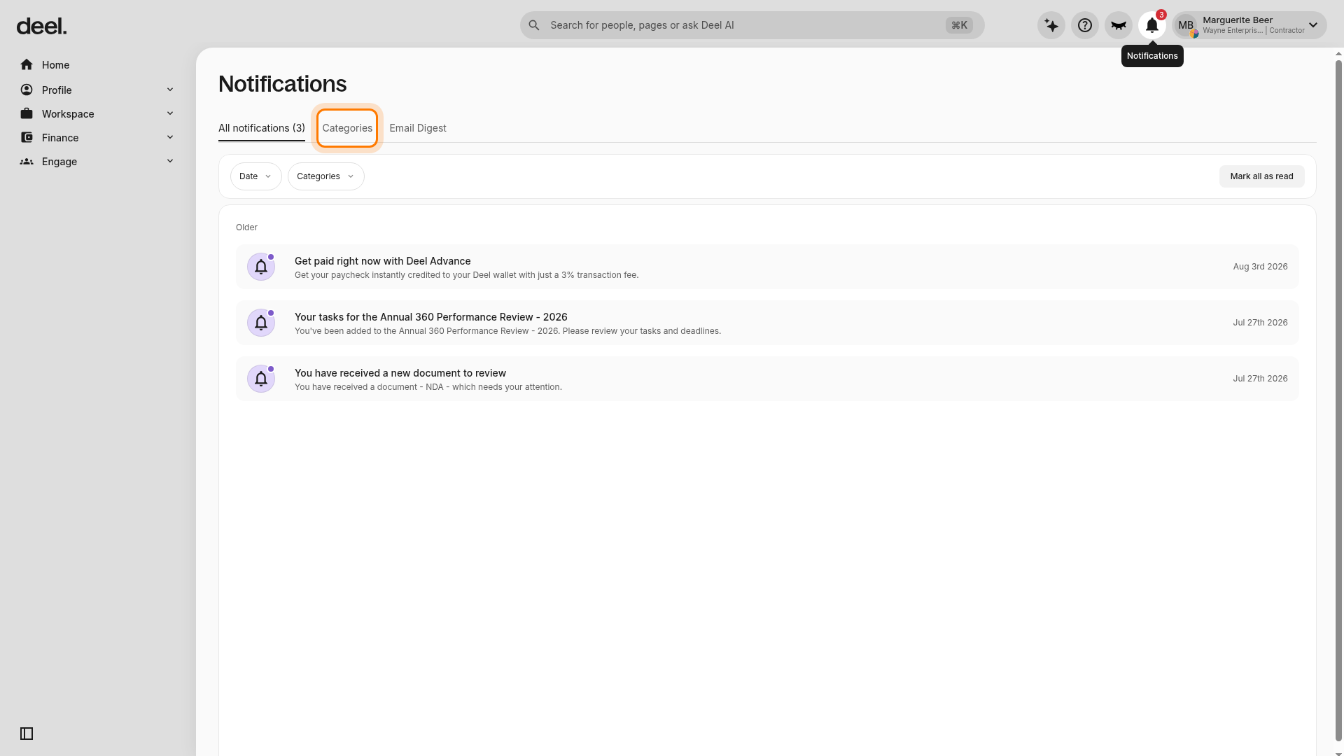 Categories tab highlighted