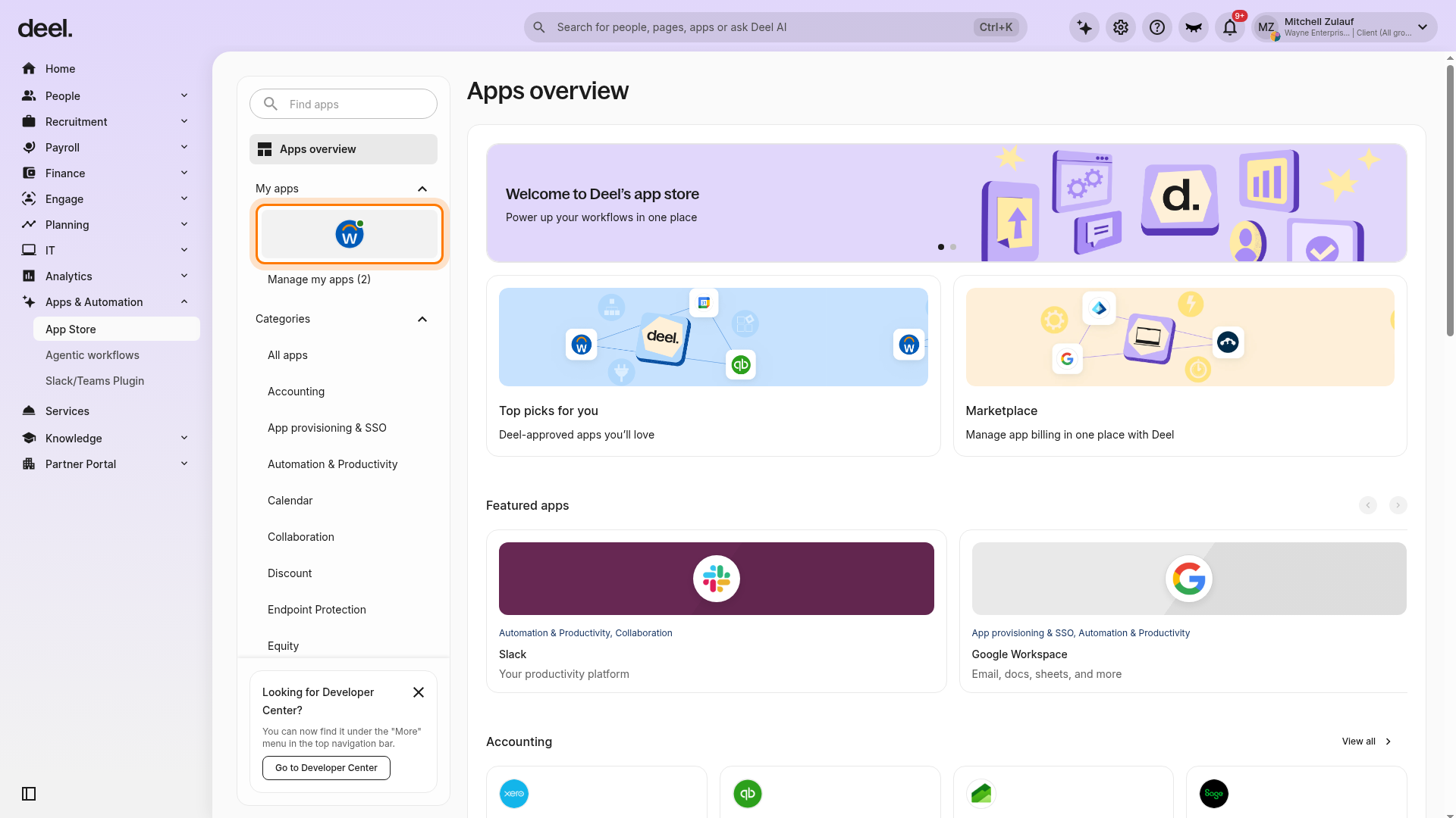 Workday in My apps