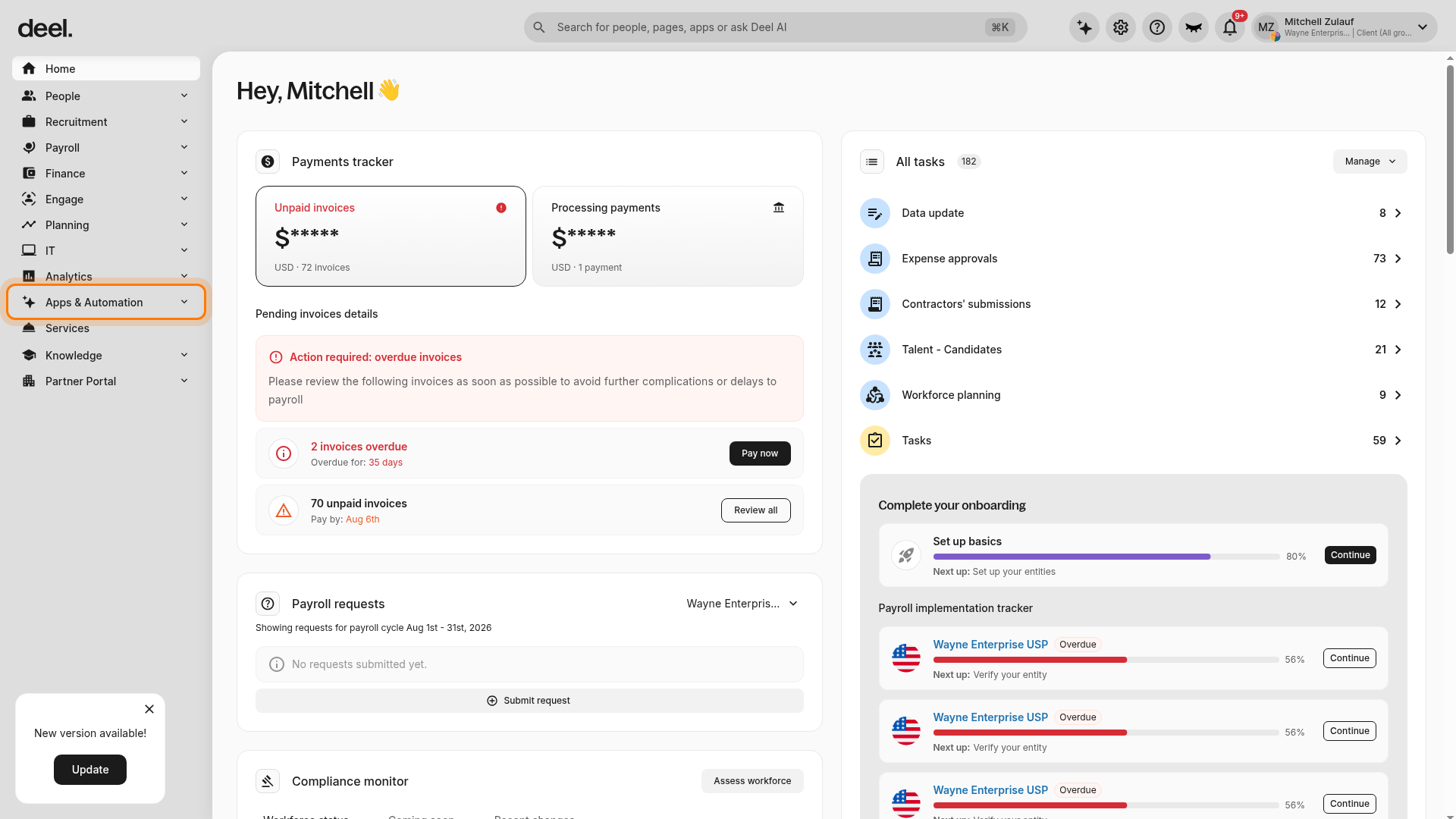 Apps & Automation in the left sidebar