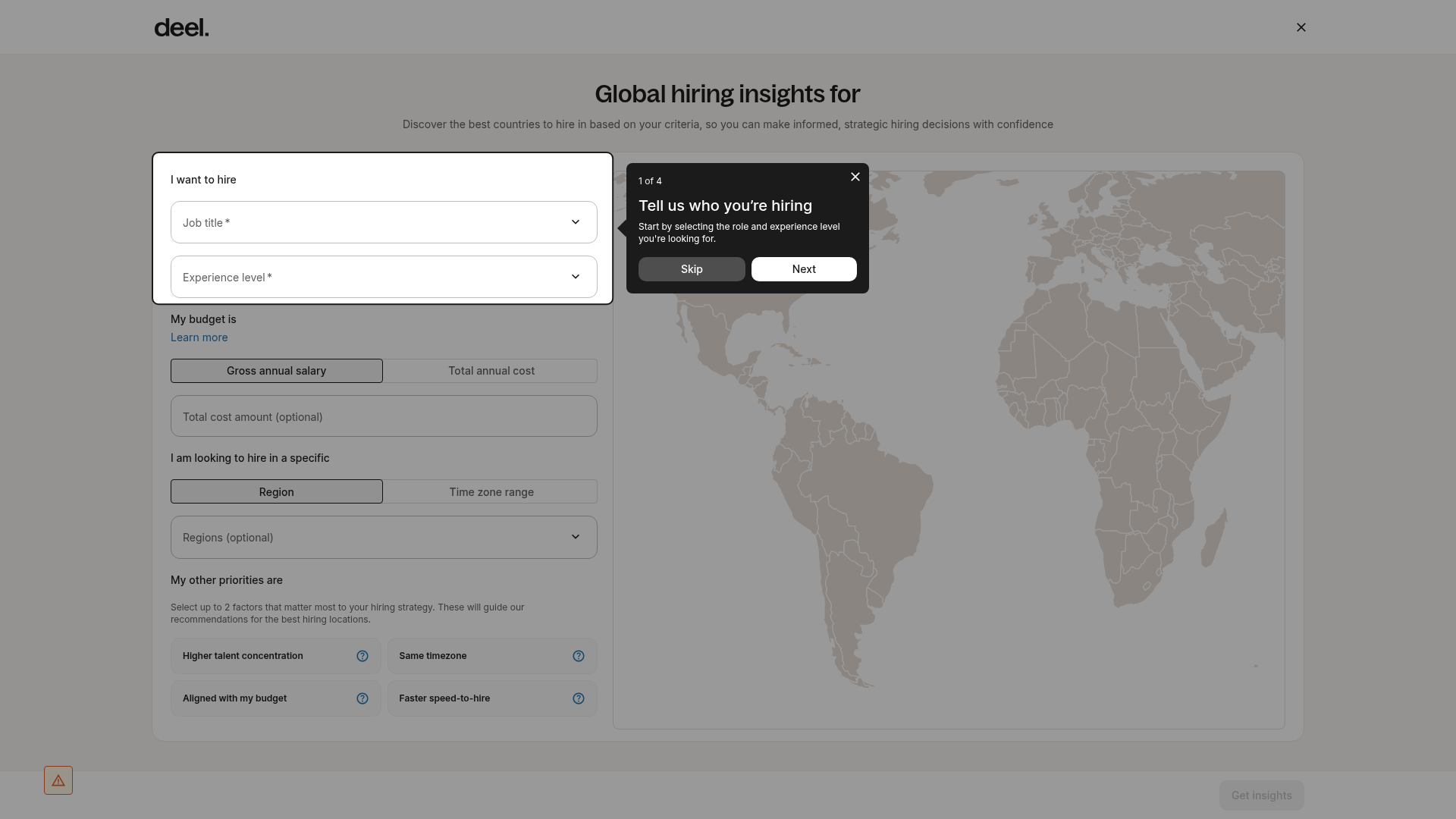 Global Hiring Insights hiring-criteria form