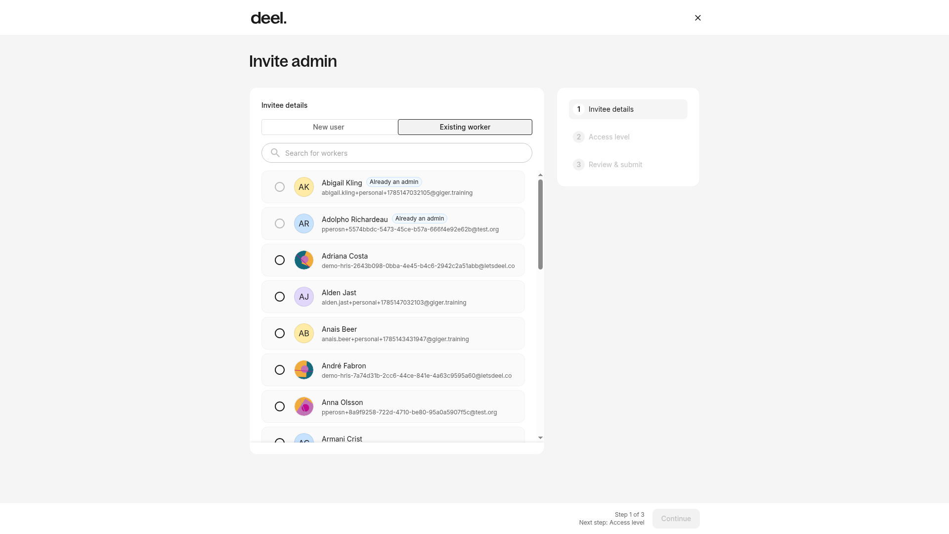 Invite admin workflow