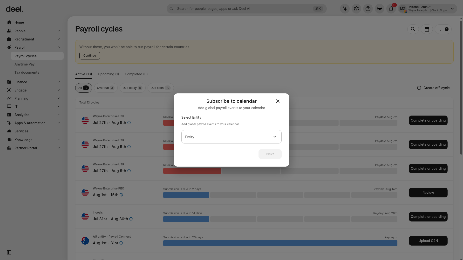 Subscribe to calendar dialog