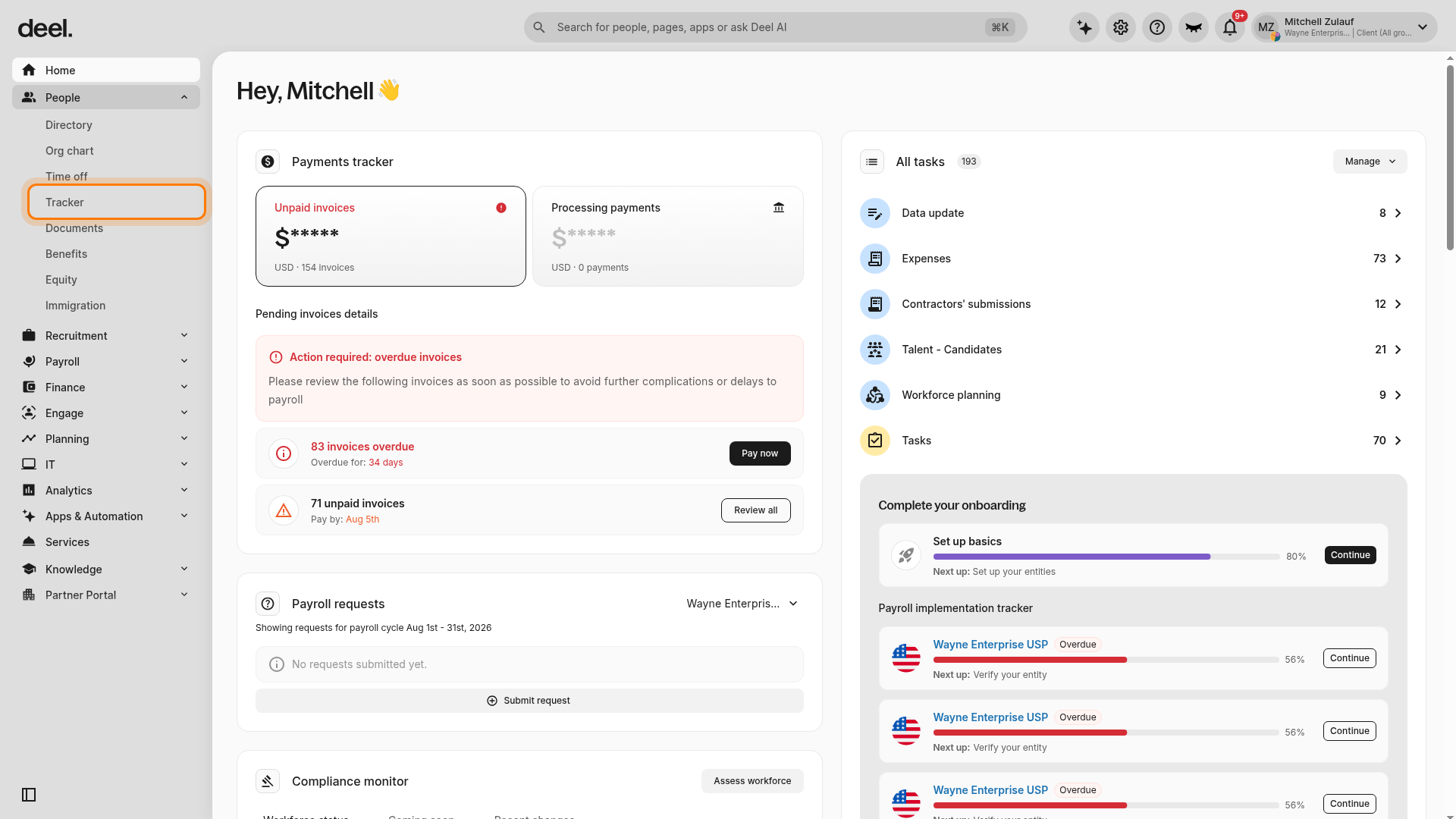 People menu with Tracker option