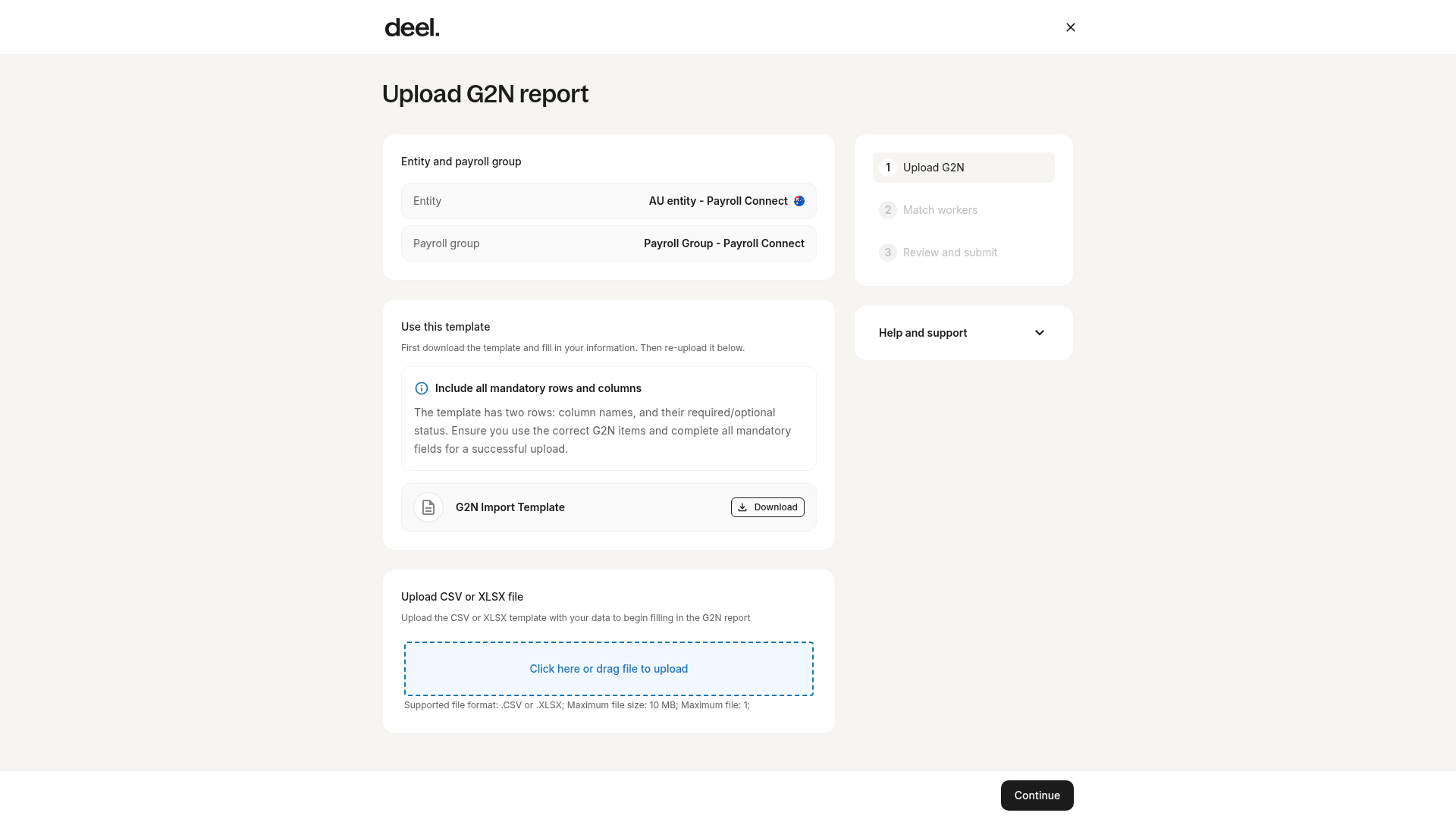 Upload G2N report interface
