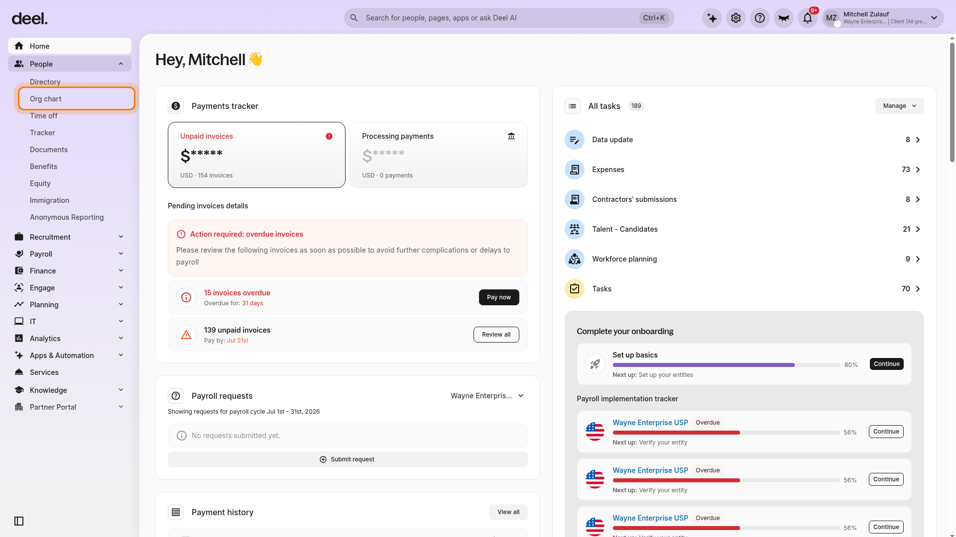 Org chart navigation