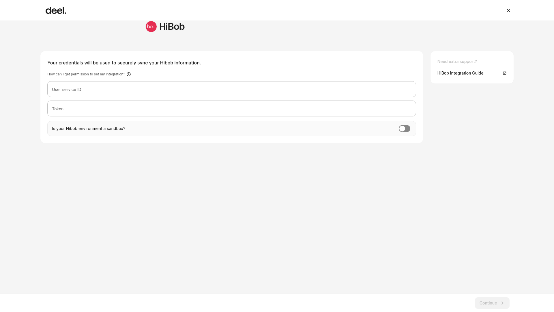 Hibob credentials setup
