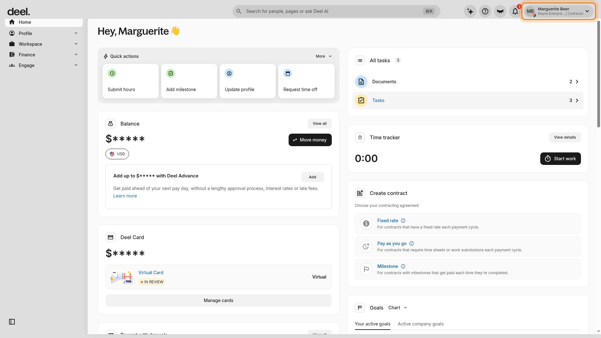 Deel Home dashboard