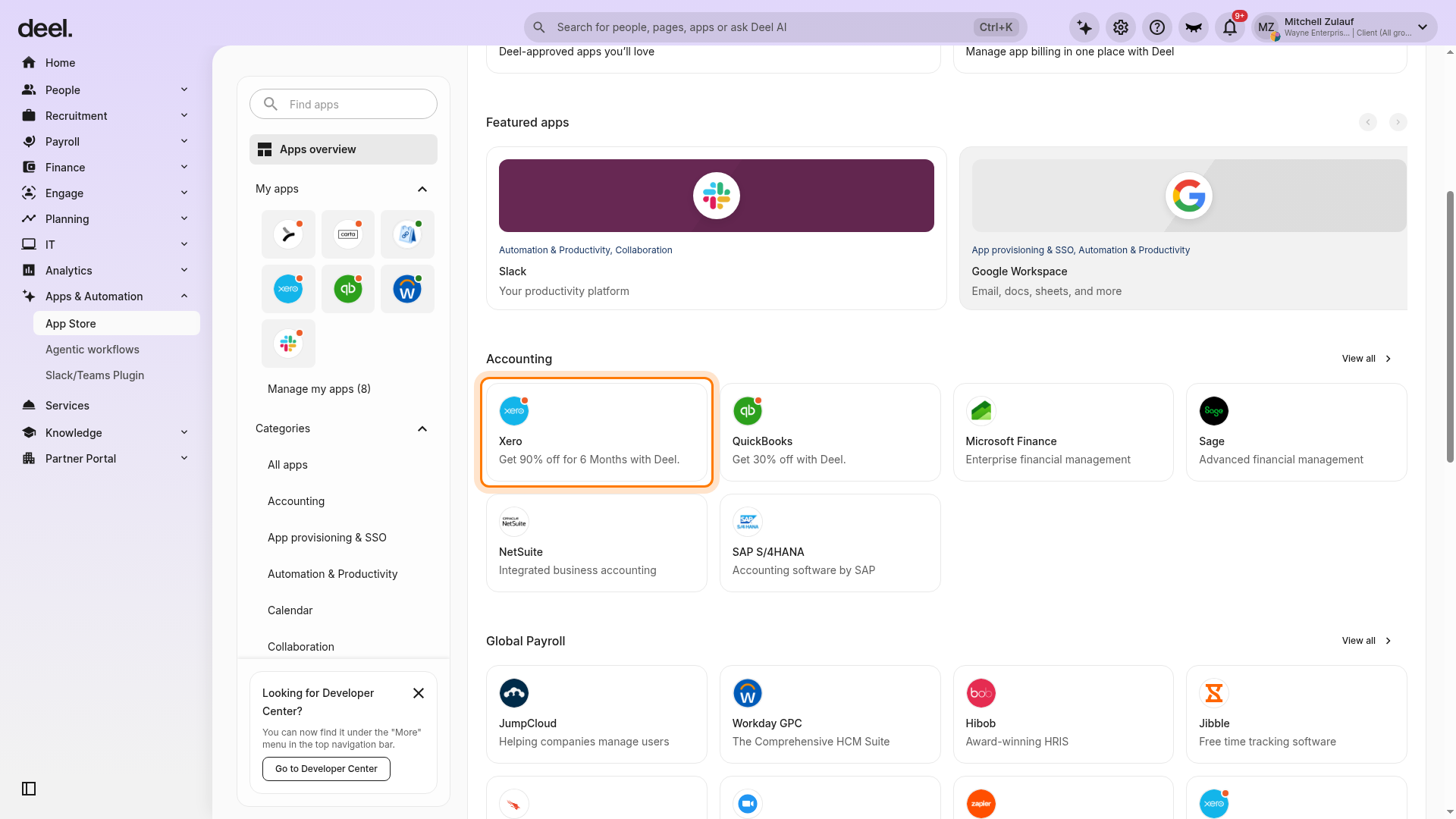 Xero tracker category settings