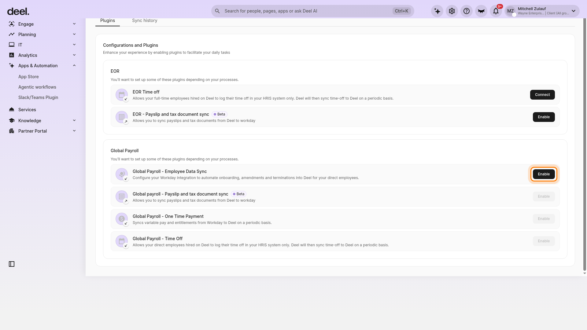 Global payroll payslip and tax document sync plugin