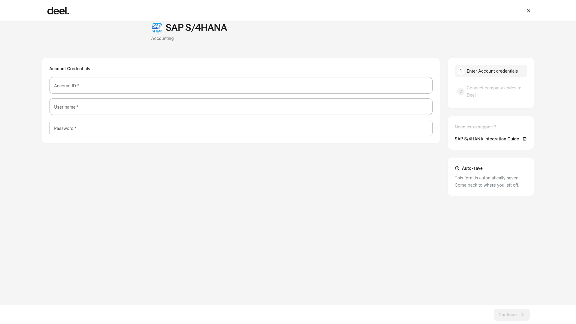 Enter Account credentials