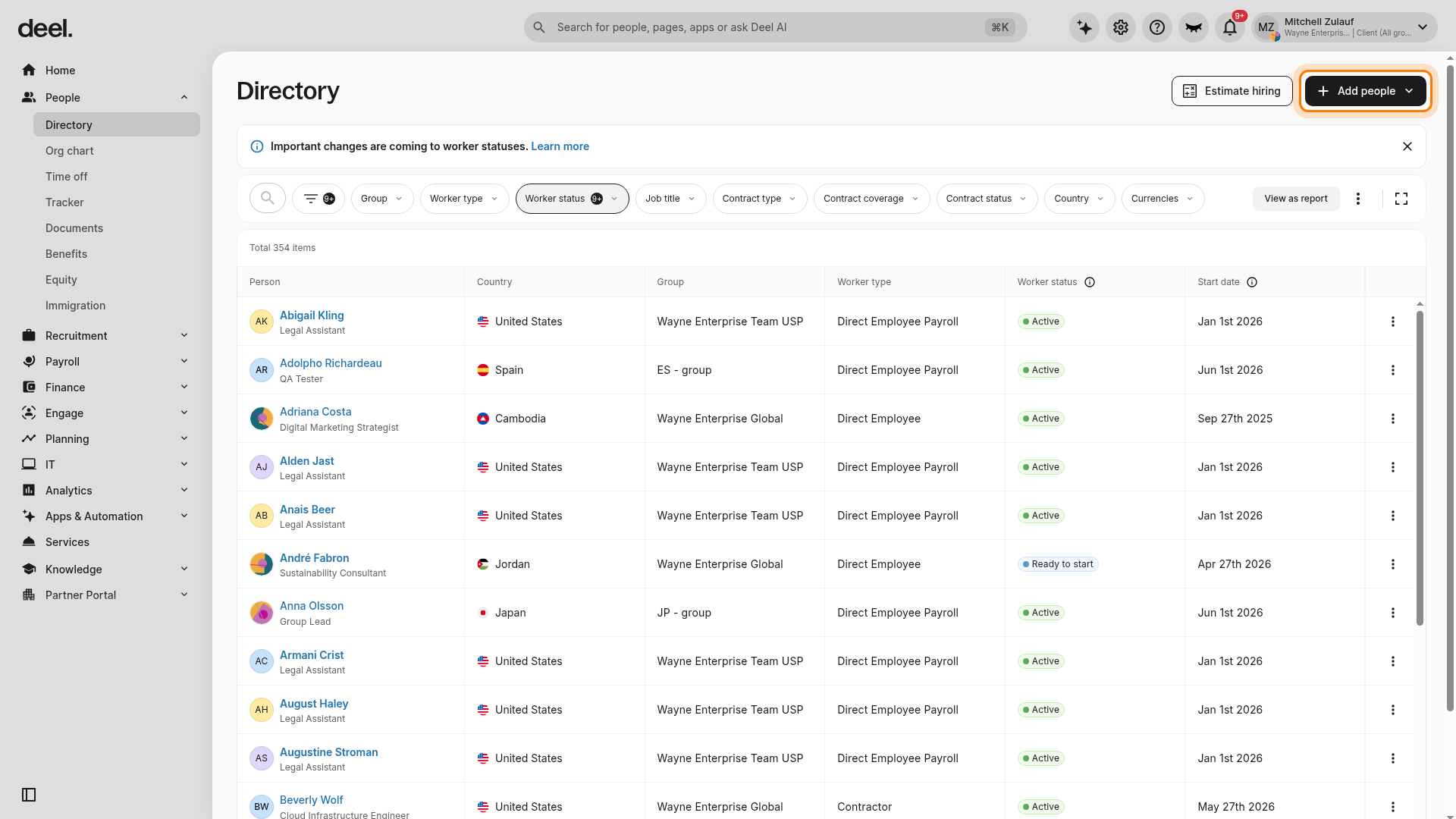Directory page