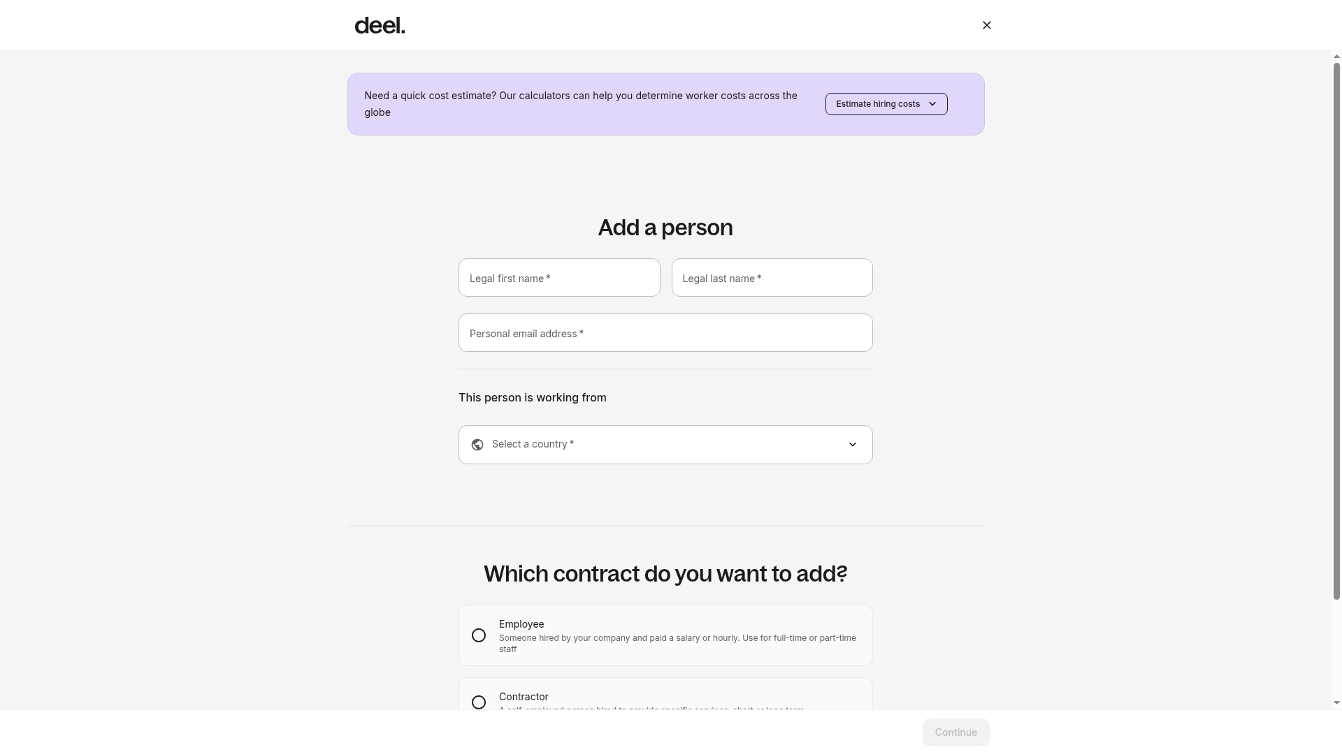 Add a person form