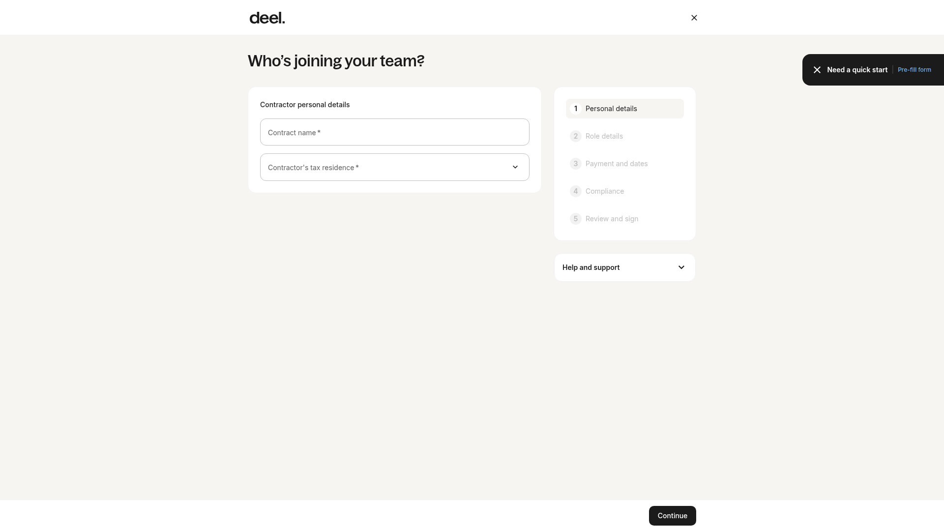 Fixed Rate contract creation form