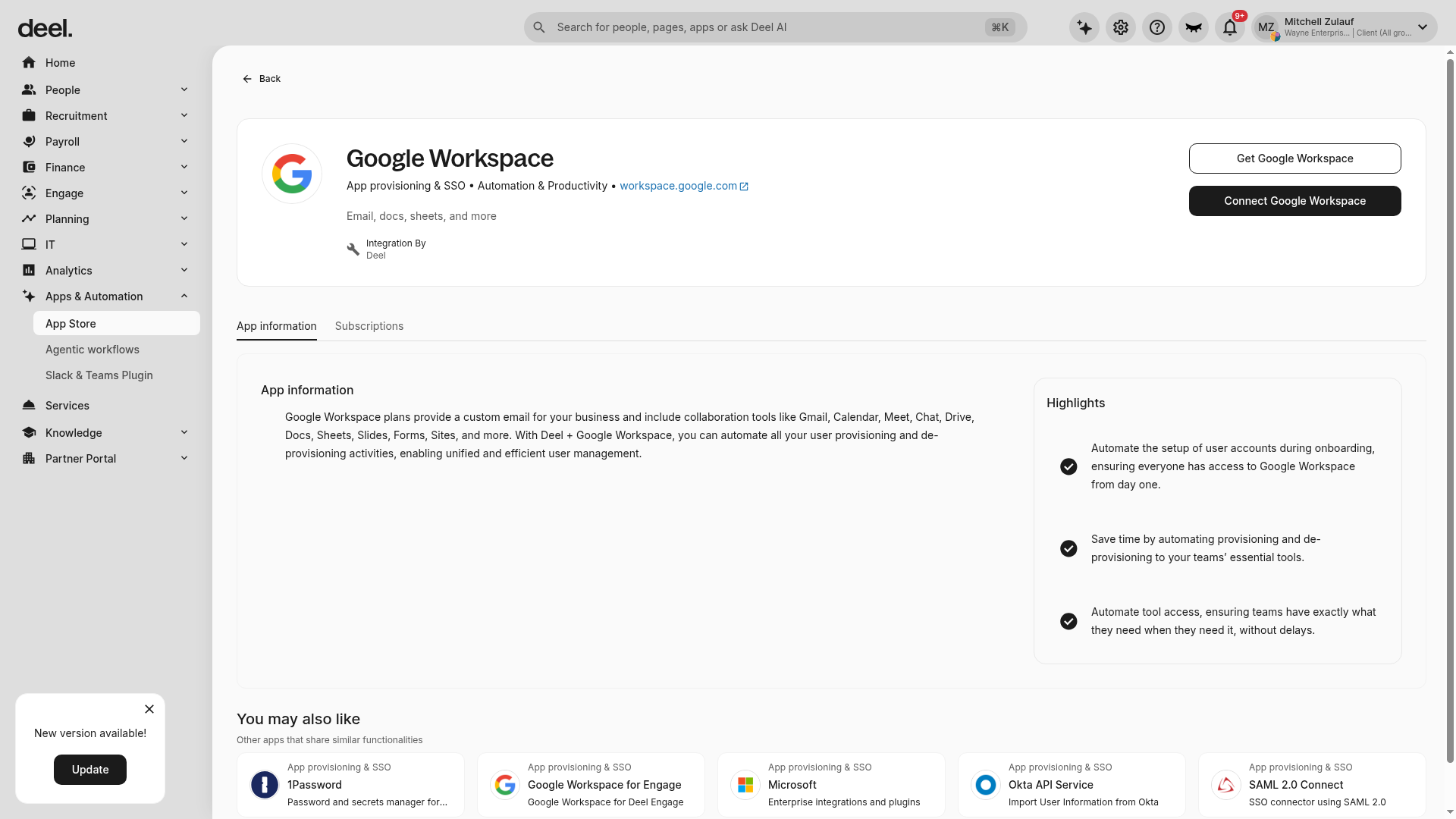 Sync Google Workspace button
