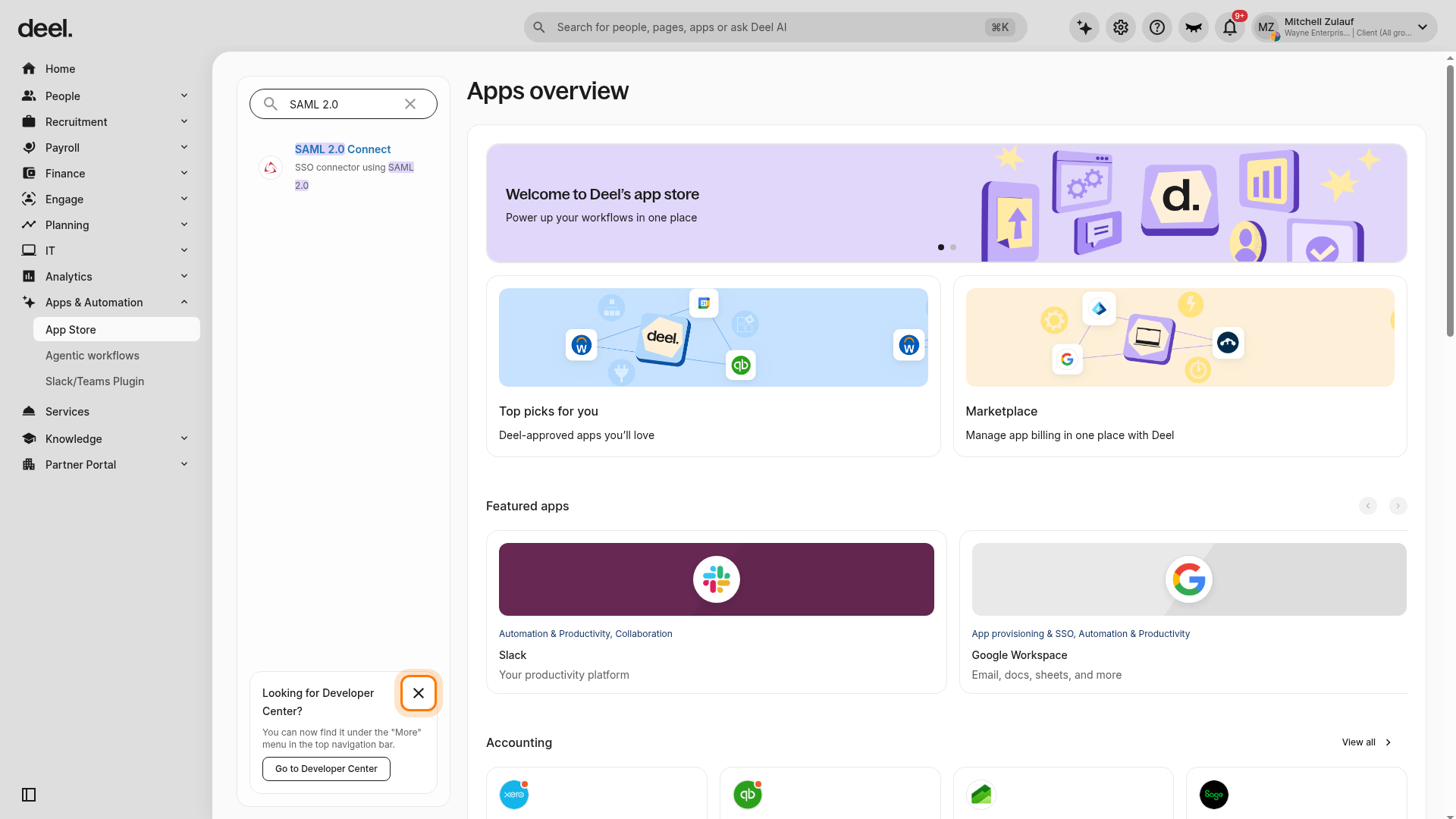 Disconnect SAML 2.0 Connect
