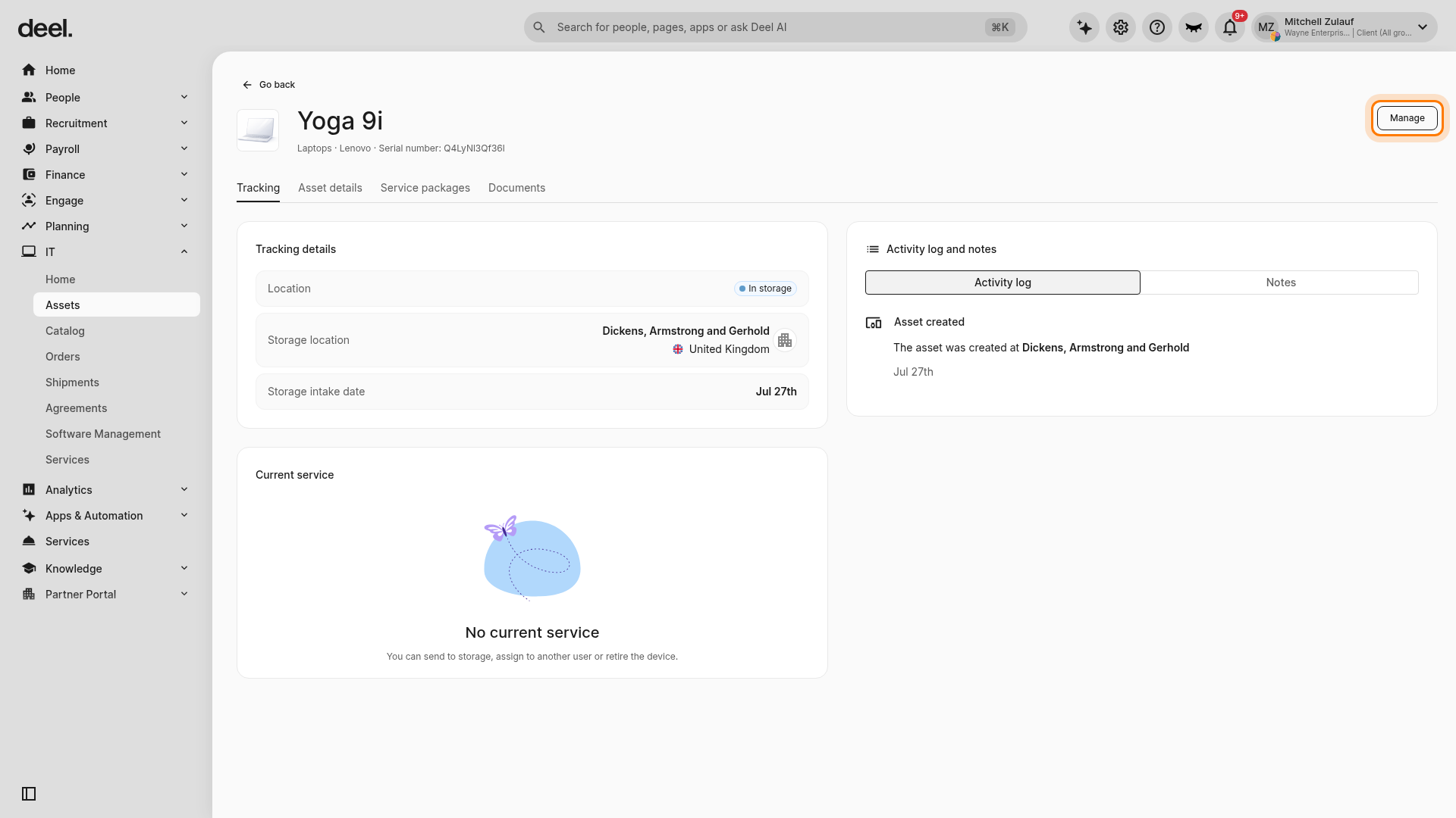 Manage button