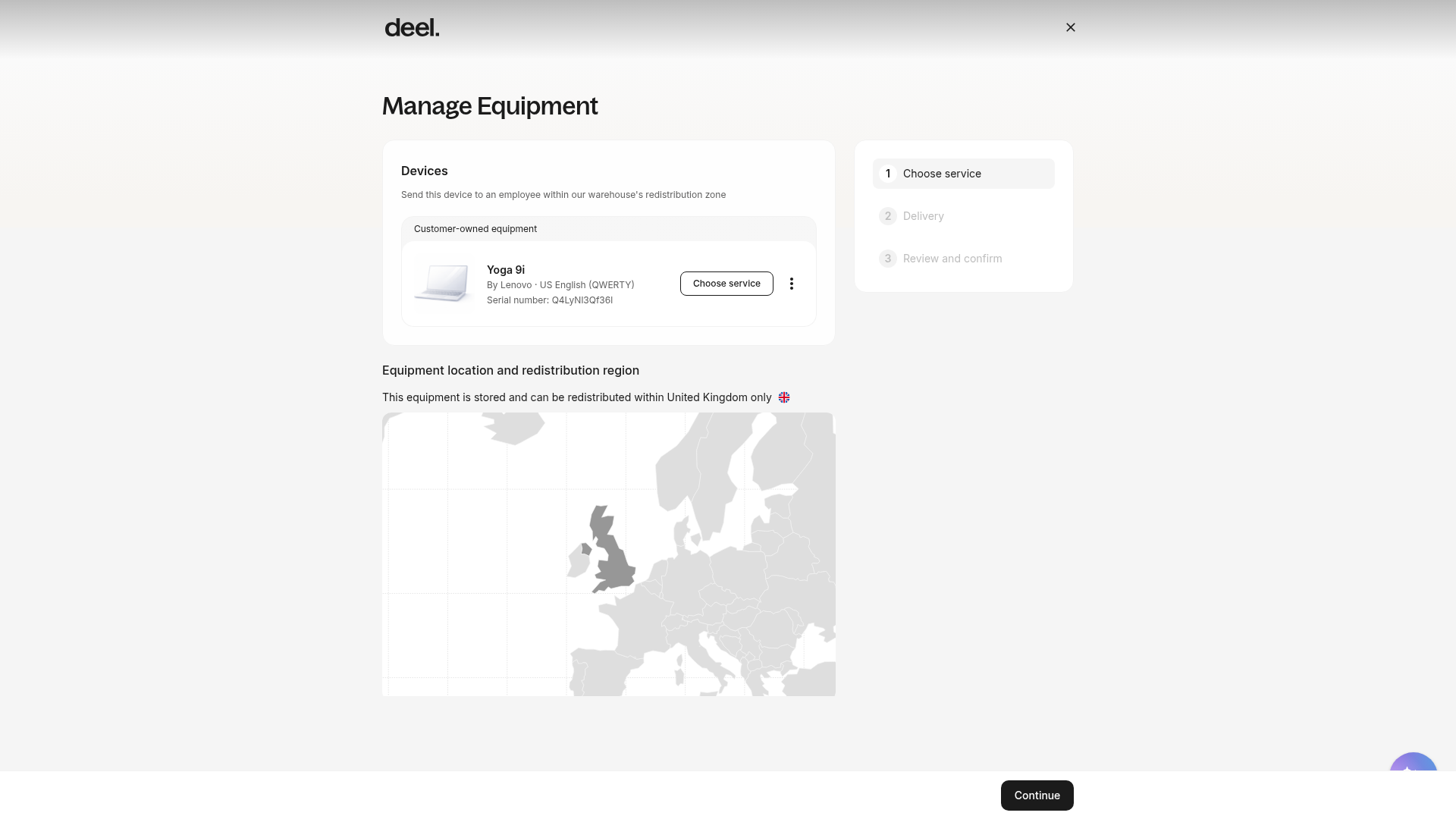 Manage Equipment workflow
