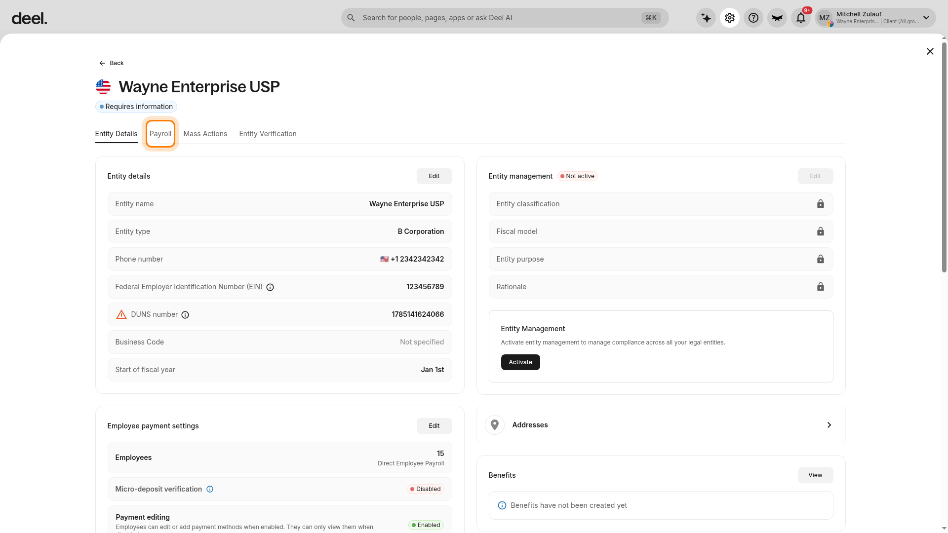 Entity details page