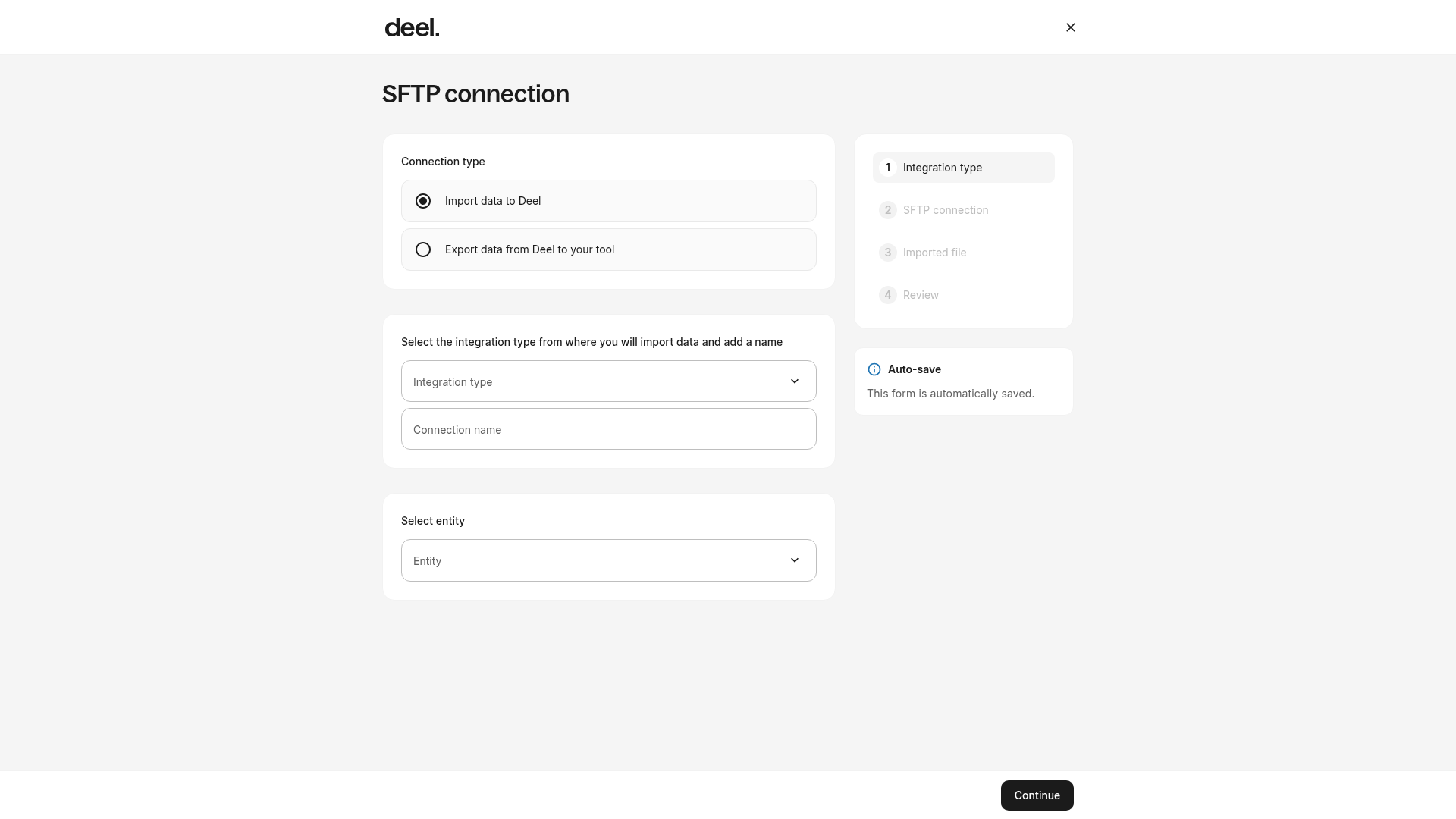 SFTP connection integration type stage